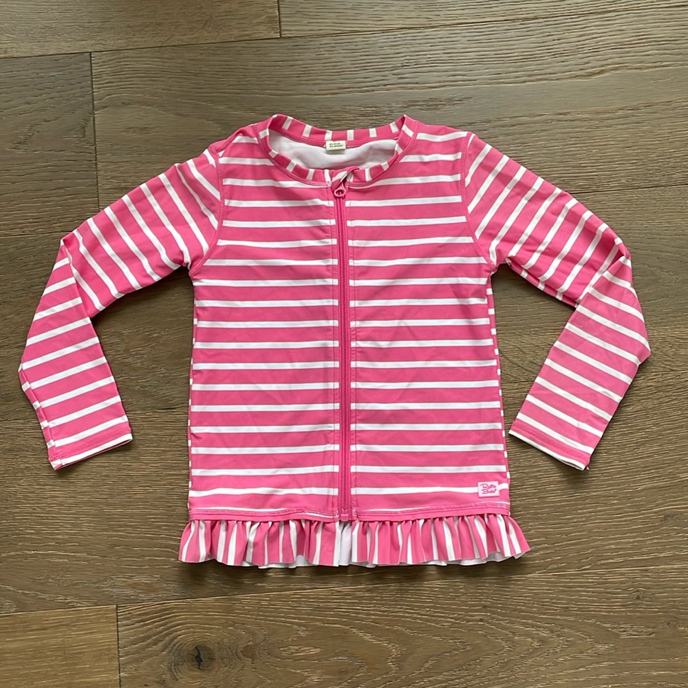 EUC Ruffle Butts Swim Coverup Long Sleeve Full Zip Jacket Size 6 / 7